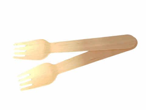 Wooden Forks (100) - Food Packaging - Catering Disposables