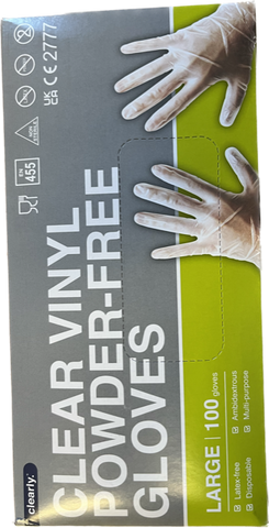 Clear Vinyl Glove: Large - Powder Free ( 100 bx )
