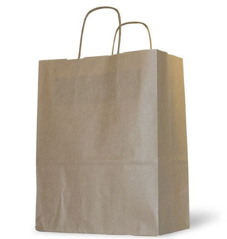 Brown Shopping Bag - Paper Bag with Handles - Top Twist Bags (Qty: 200+)