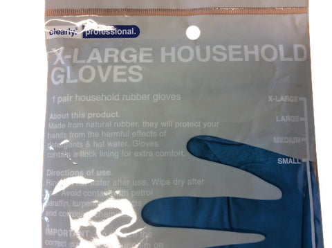 Household Gloves Rubber: Blue / Yellow  X-Large